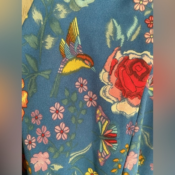 Dalia Blue Floral Peasant Chiffon Boho Long Sleeve Blouse Sz Med - Picture 8 of 10